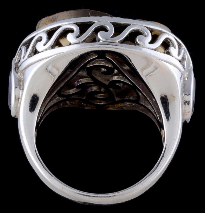 Sterling Silver Mystic Druzy Quartz and Amethyst Ring