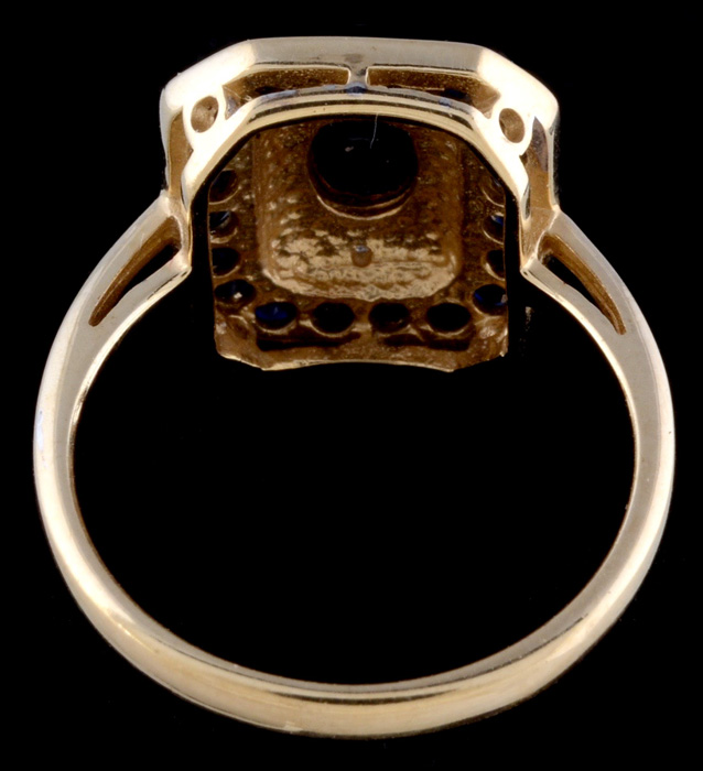 10K Yellow Gold Blue Sapphire and Diamond Ring