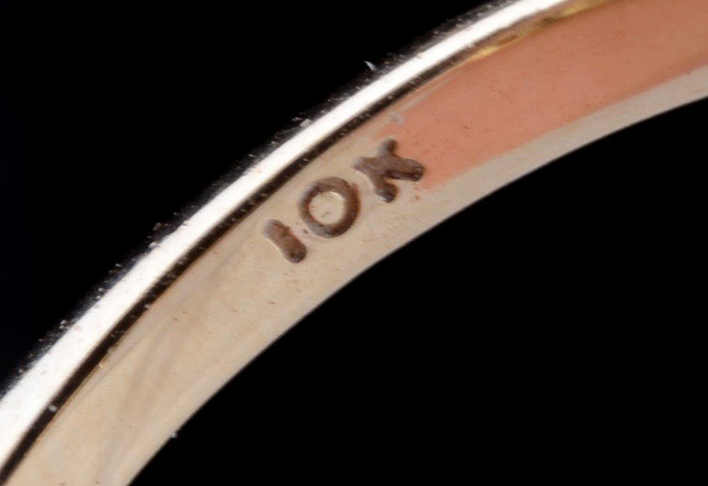 10K Yellow Gold Blue Sapphire and Diamond Ring