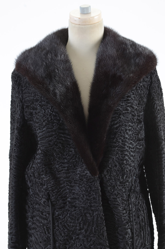Fettner Friedman Furs Ranch Mink and Broadtail Lamb Fur Coat