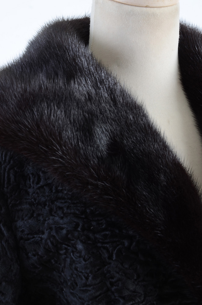 Fettner Friedman Furs Ranch Mink and Broadtail Lamb Fur Coat