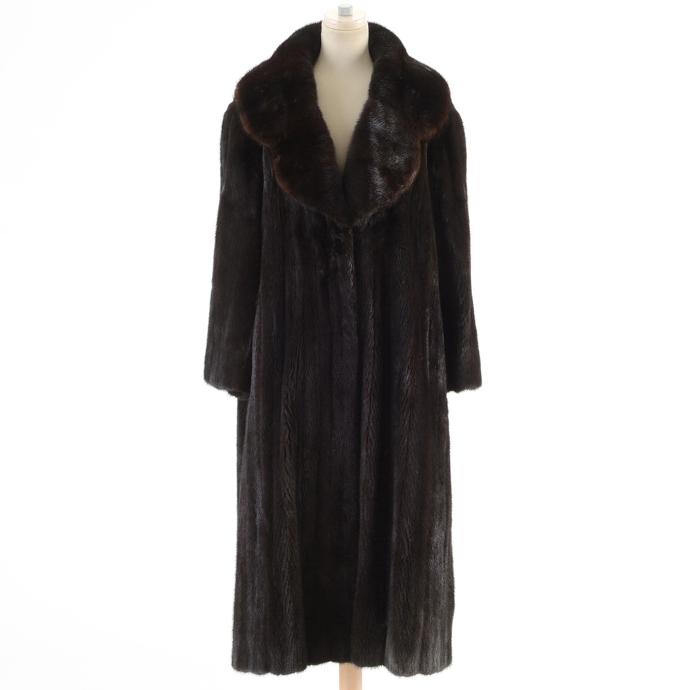 Lowenthals' Chocolate Mink Fur Full Length Coat