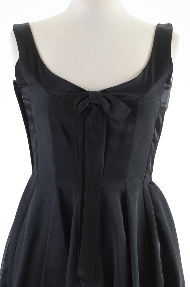 Vintage Black Faille and Satin Evening Dress