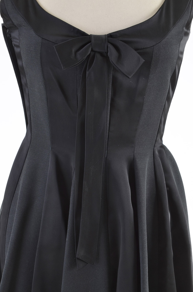 Vintage Black Faille and Satin Evening Dress