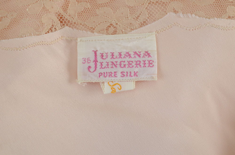 Late 1950s Vintage Juliana Lingerie Silk and Lace Nightgown from Saks Fifth Avenue