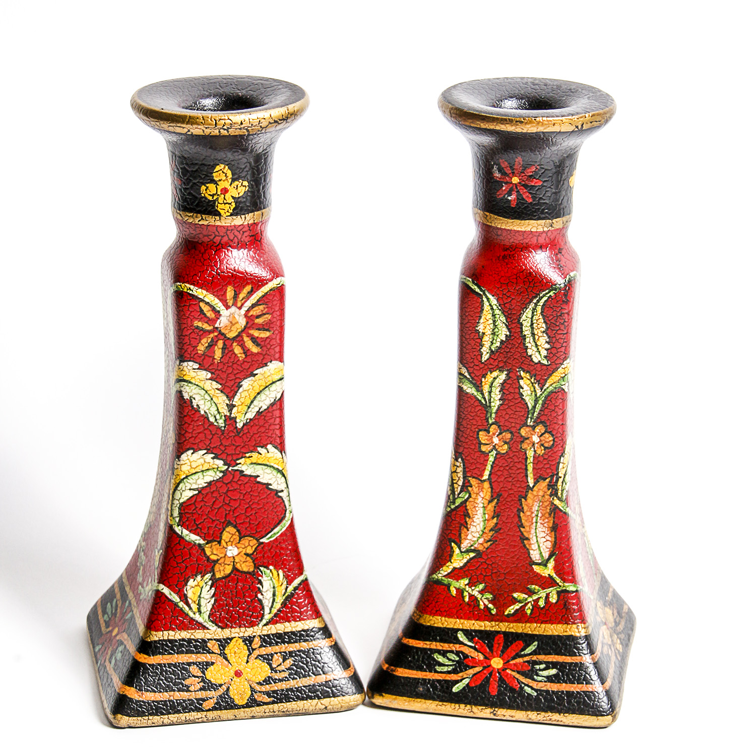 Antique Looking Container, Vase and Candle Holders