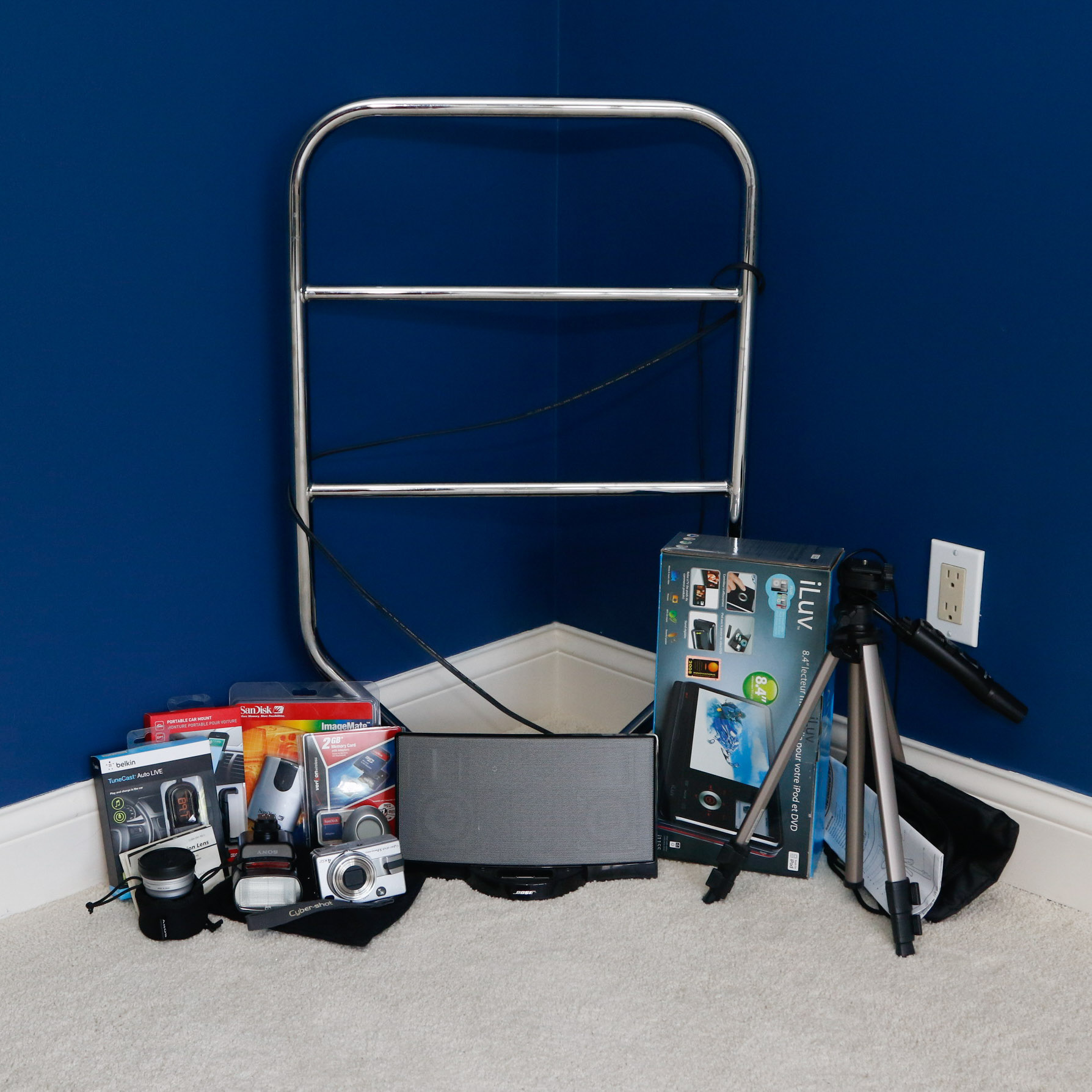 Sony Cybershot, Brookstone Digital Clock, Addl Home Electronics