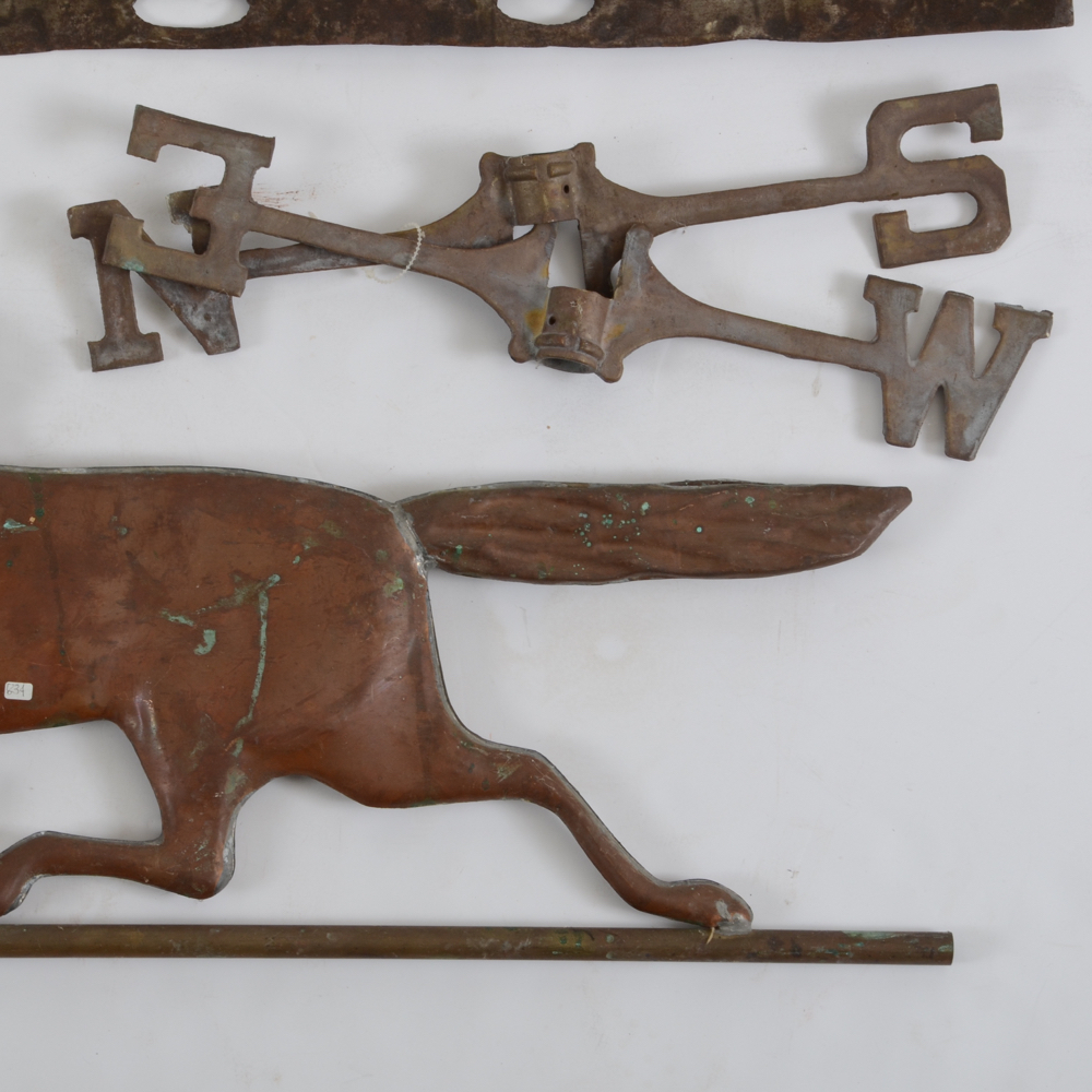Vintage Weather Vane and Metal Sign