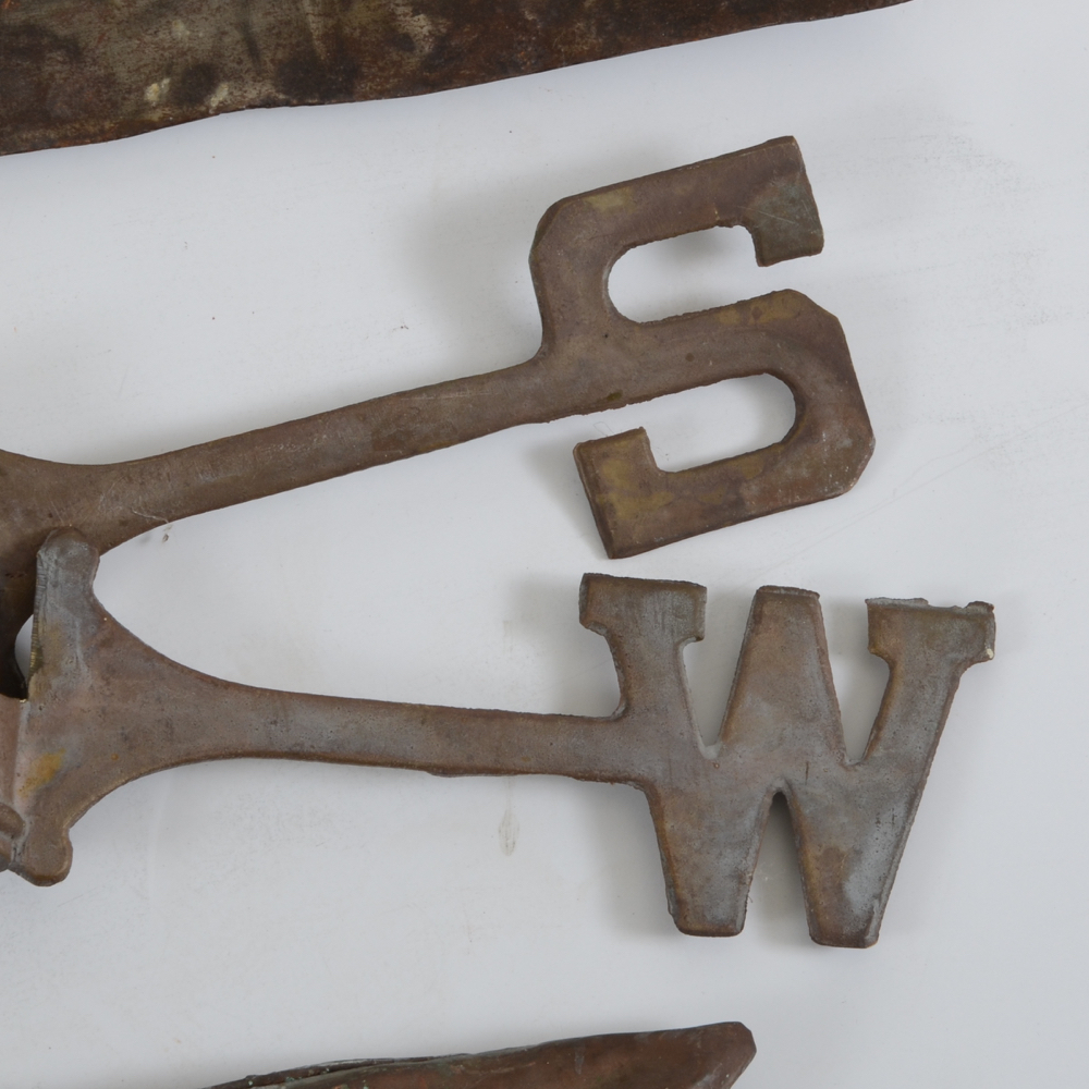 Vintage Weather Vane and Metal Sign