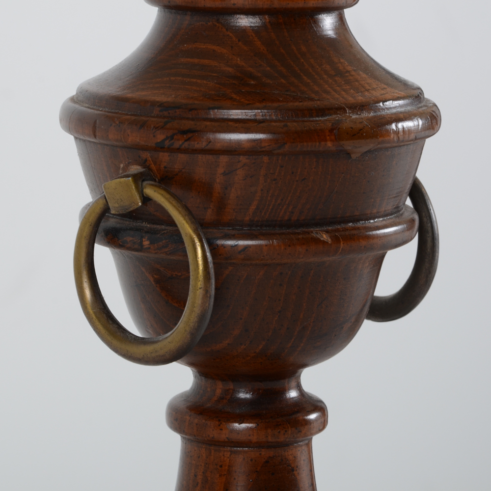 Turned Wood Table Lamps in Walnut Finish