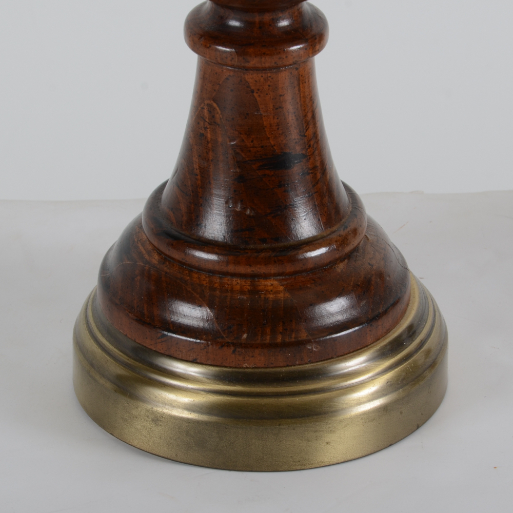 Turned Wood Table Lamps in Walnut Finish