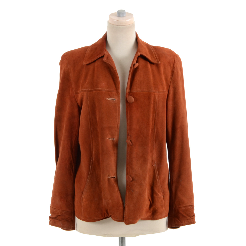 Women's Vintage Burnt Orange Suede Jacket