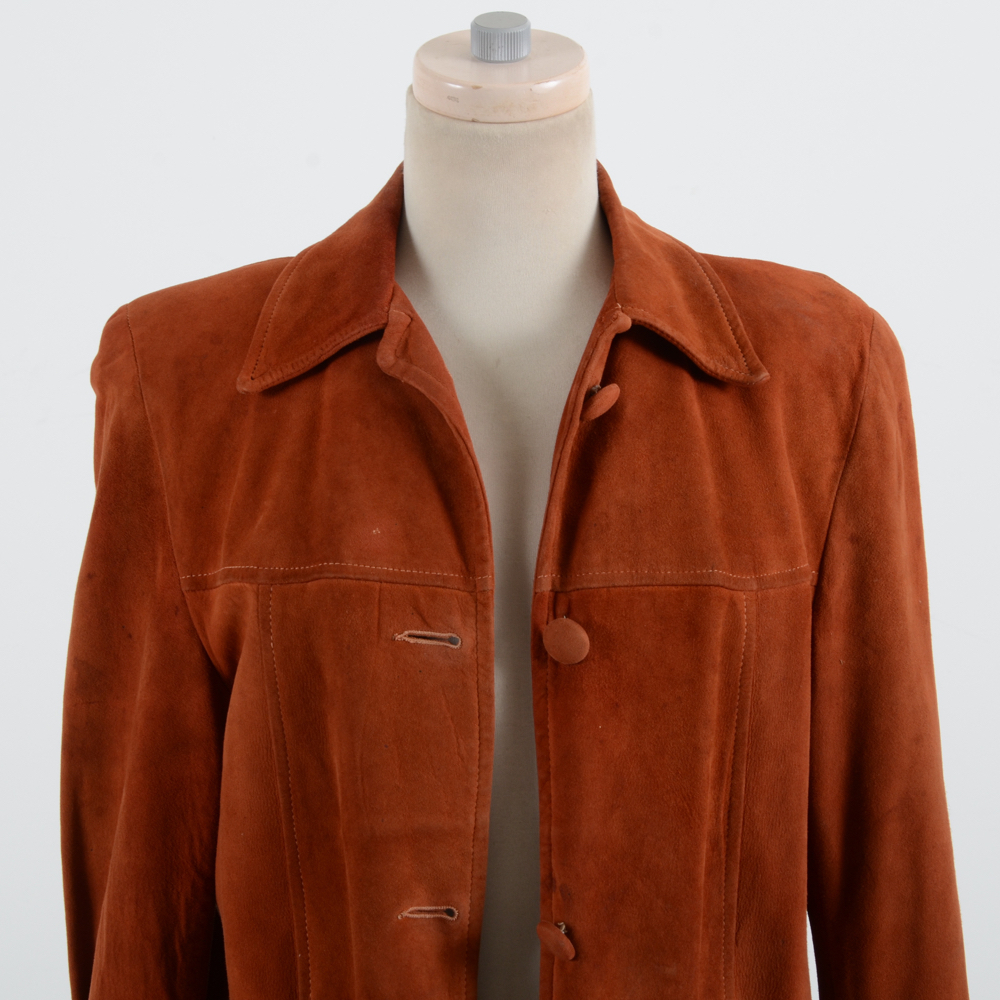 Women's Vintage Burnt Orange Suede Jacket