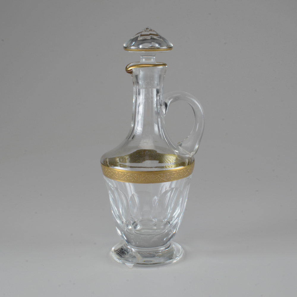 Moser Czechoslovakia Gold Trimmed Glass Cruet