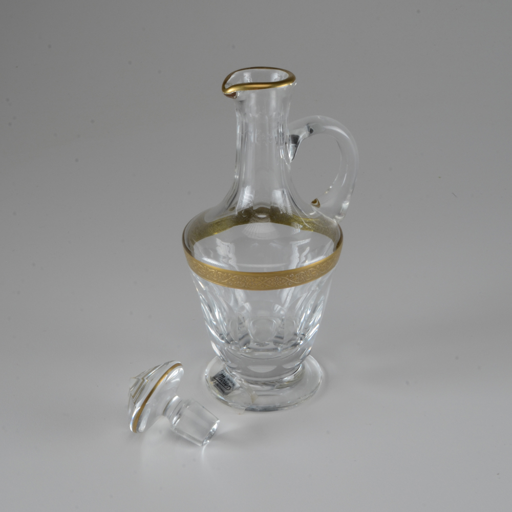Moser Czechoslovakia Gold Trimmed Glass Cruet