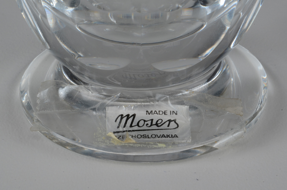 Moser Czechoslovakia Gold Trimmed Glass Cruet