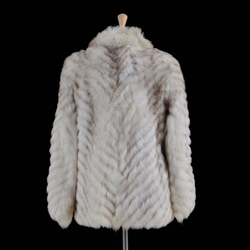 Saga Fox Herringbone Cut Blue Fox Fur Coat