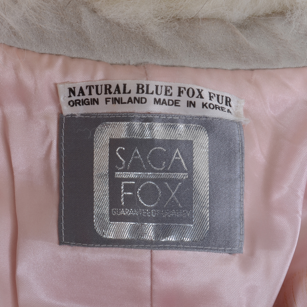Saga Fox Herringbone Cut Blue Fox Fur Coat