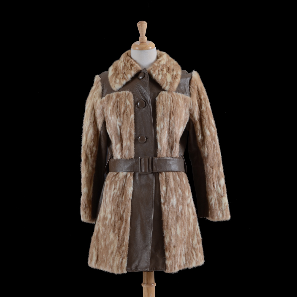 1970s Vintage Rike's of Dayton Leather and Dyed Mink Coat