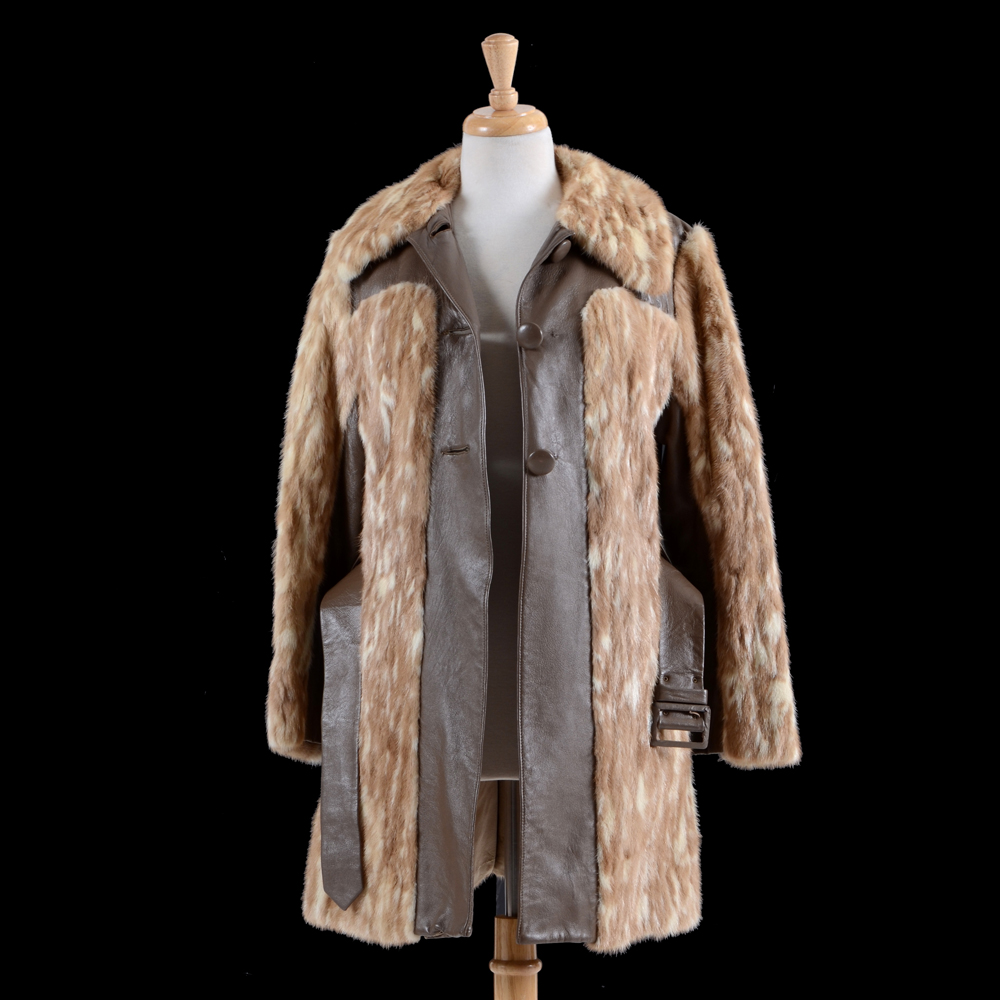 1970s Vintage Rike's of Dayton Leather and Dyed Mink Coat