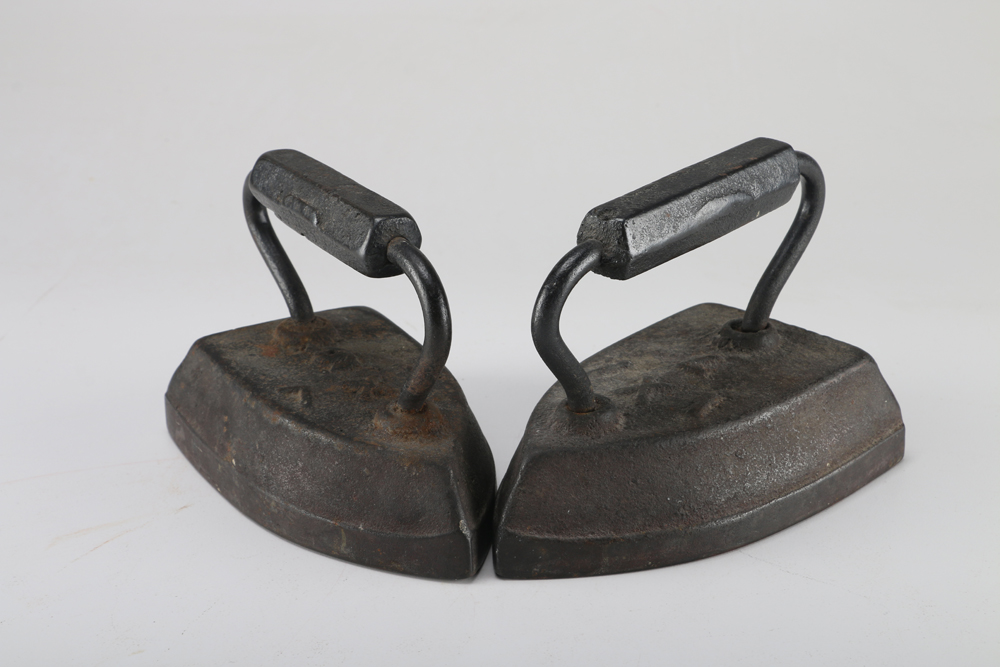 Sad Irons and Canning Jar of Button Collection