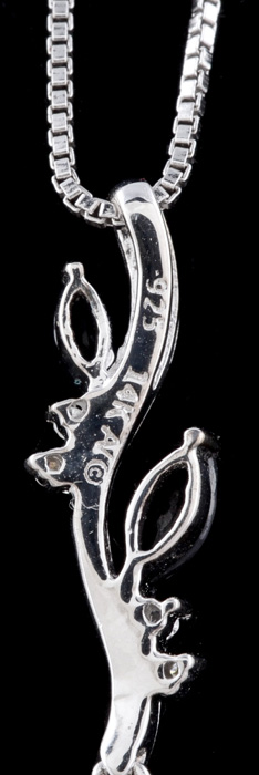 Alwand Vahan Sterling Silver and 14K Yellow Gold Drop Pendant Necklace with Synthetic Blue Sapphires and Diamonds