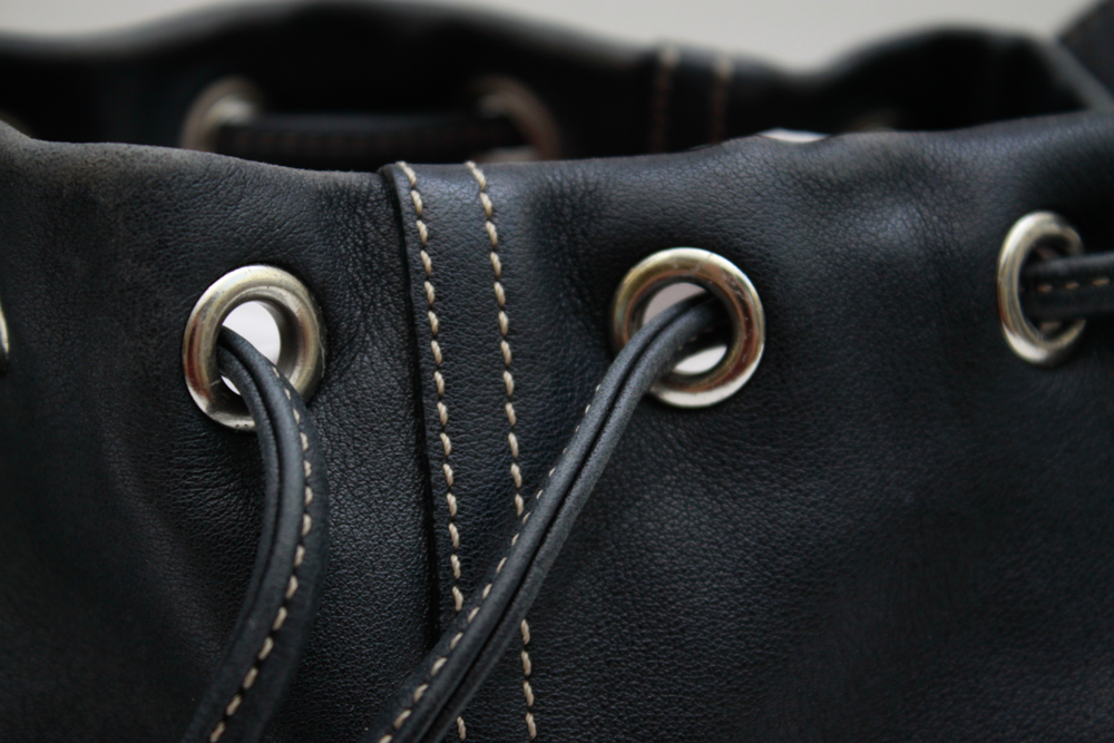 Coach Black Leather Drawstring Shoulder Bag