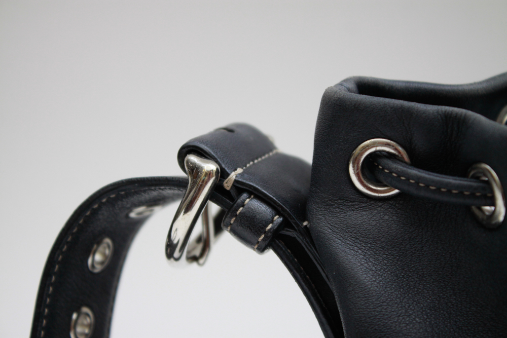 Coach Black Leather Drawstring Shoulder Bag