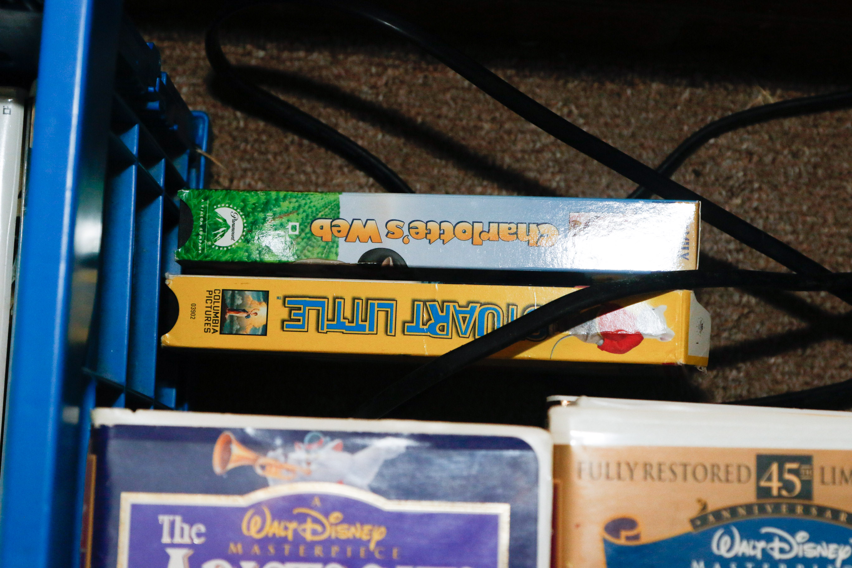 Disney VHS Collection with VHS/DVD Converter and Television