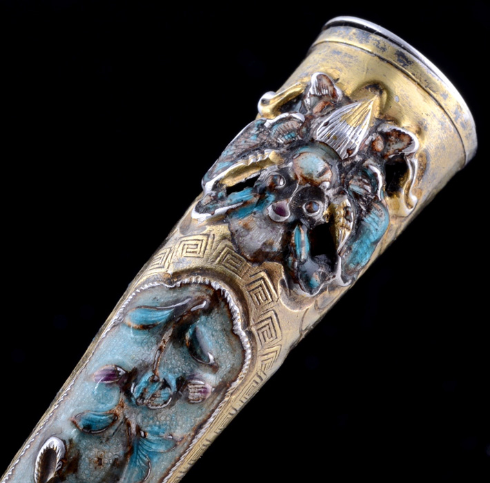 Early 20th Century Chinese Export Enameled on Metal Cigarette Holder