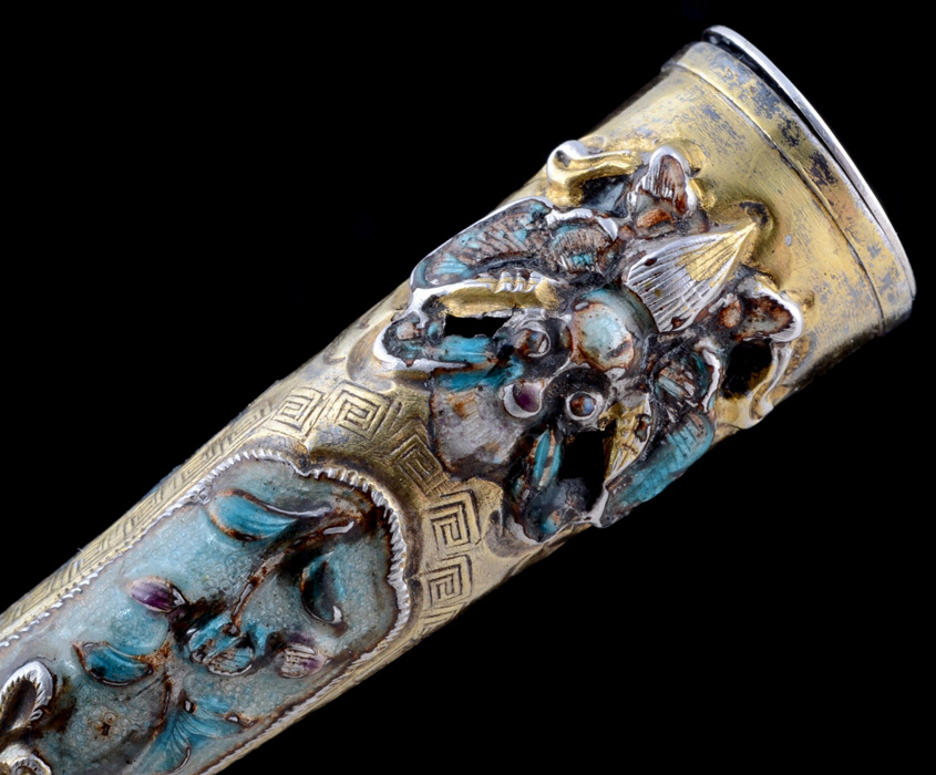 Early 20th Century Chinese Export Enameled on Metal Cigarette Holder