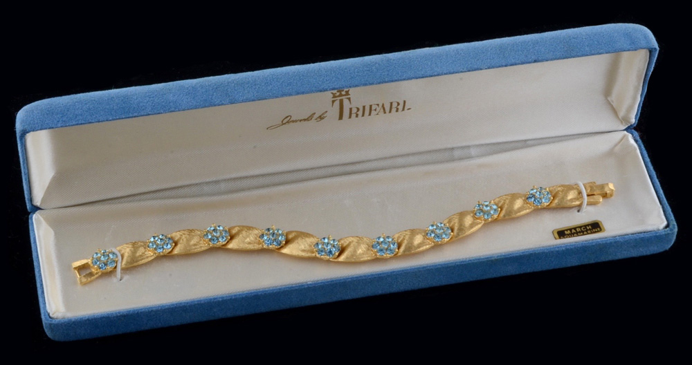 Vintage Crown Trifari Birthstone Series March Bracelet