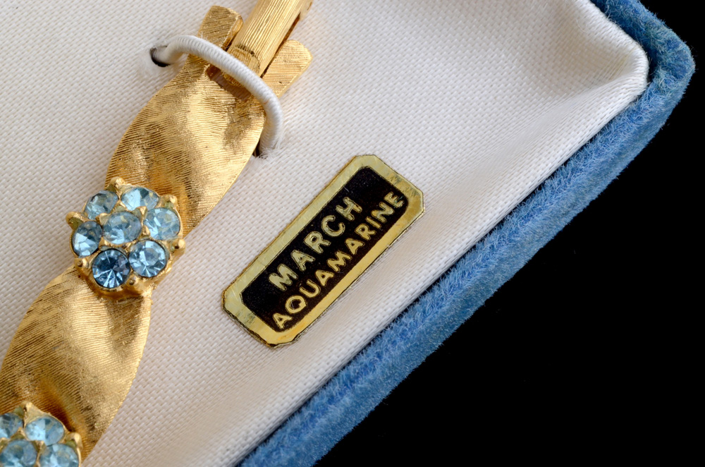 Vintage Crown Trifari Birthstone Series March Bracelet