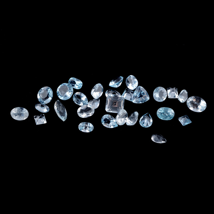 Assortment of Loose 24.5 CTW Blue Topaz Gemstones