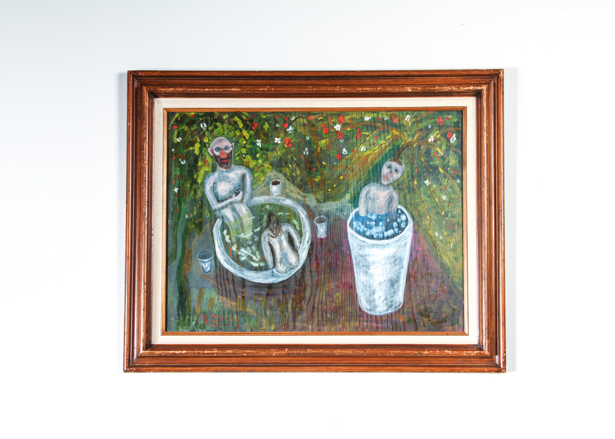 M. Rocco "Love Boat" Surrealist Painting on Wood