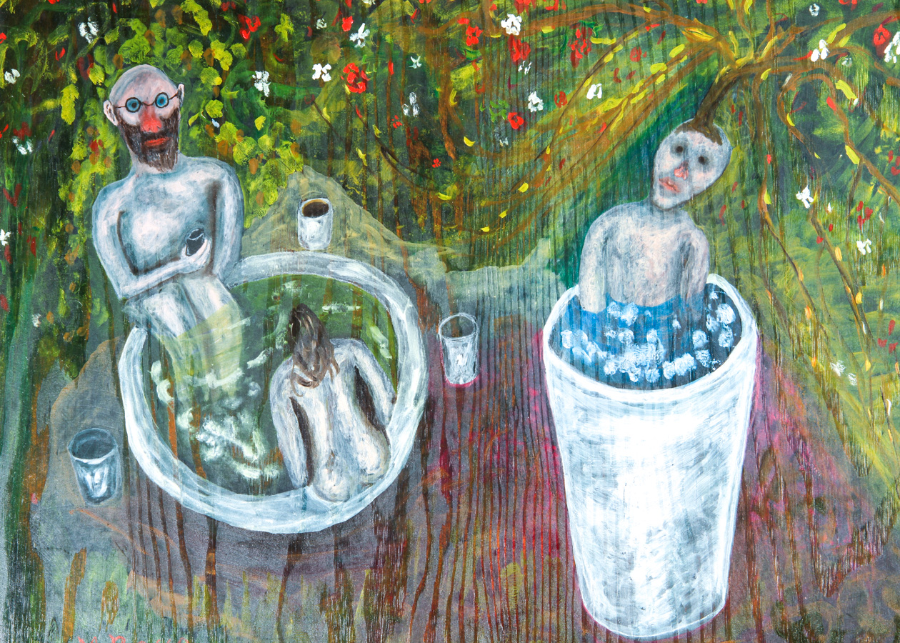 M. Rocco "Love Boat" Surrealist Painting on Wood