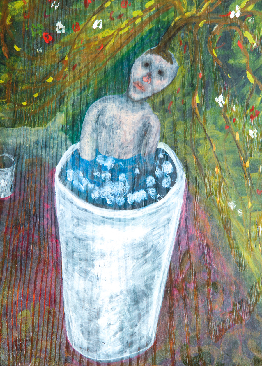 M. Rocco "Love Boat" Surrealist Painting on Wood