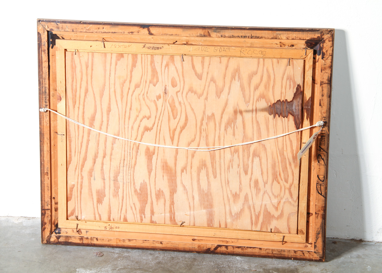 M. Rocco "Love Boat" Surrealist Painting on Wood