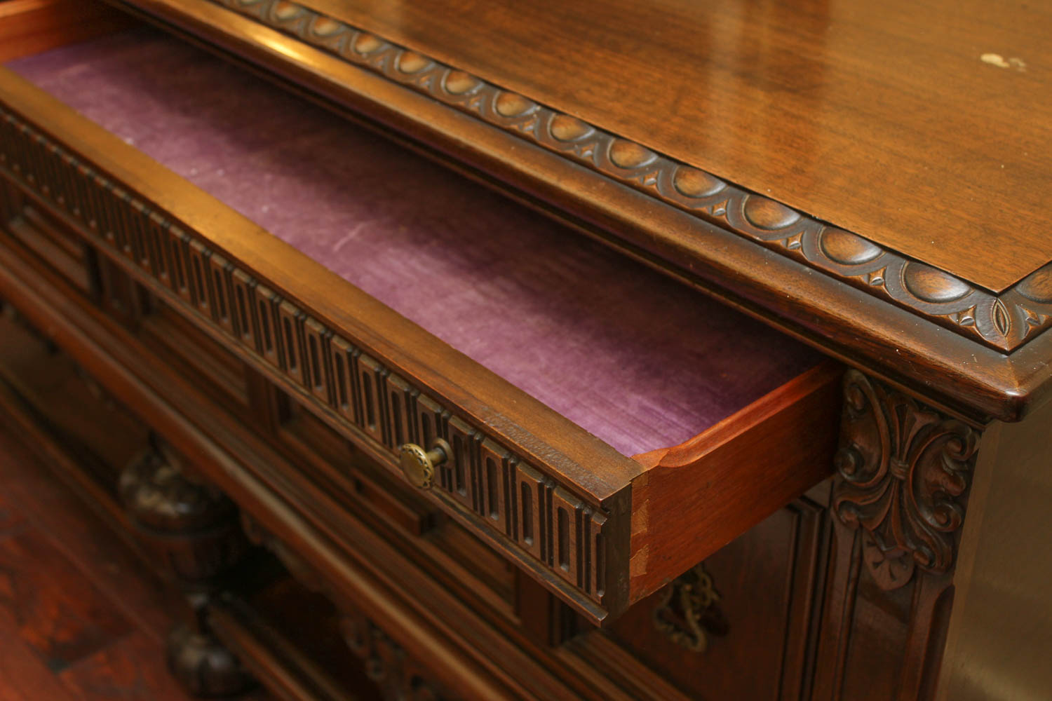 Vintage Renaissance Style Walnut Sideboard