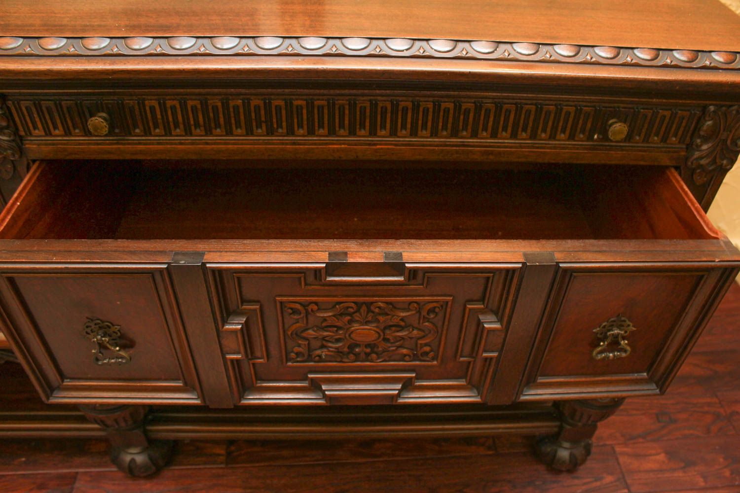 Vintage Renaissance Style Walnut Sideboard