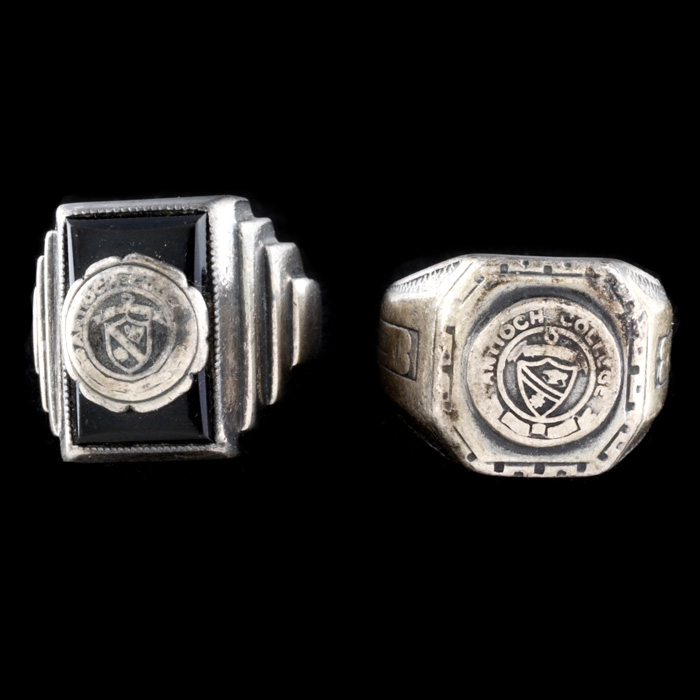 Two Early 20th Century Vintage Antioch College Silver Rings