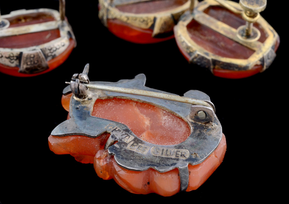 Group of Early 20th Century Chinese Export Silver and Carnelian Jewelry