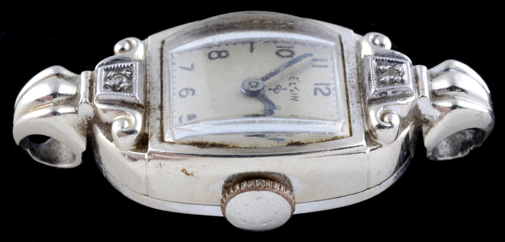 Early 20th Century Elgin 14K White Gold Watch Case with Diamond Accents