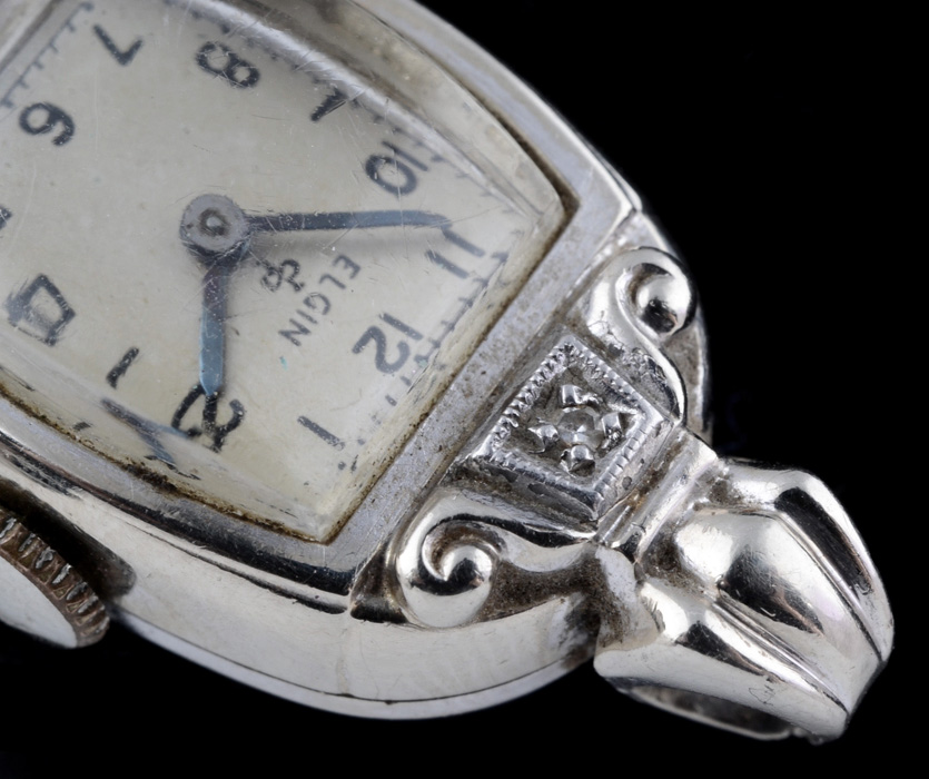 Early 20th Century Elgin 14K White Gold Watch Case with Diamond Accents