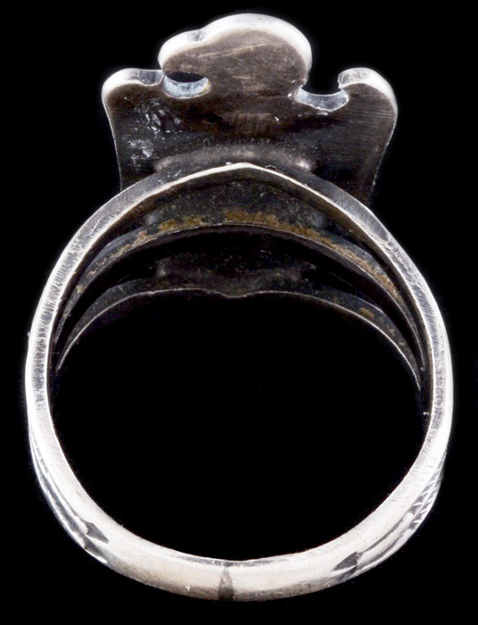 Vintage Southwestern Native American Sterling Silver and Green Turquoise Eagle Ring