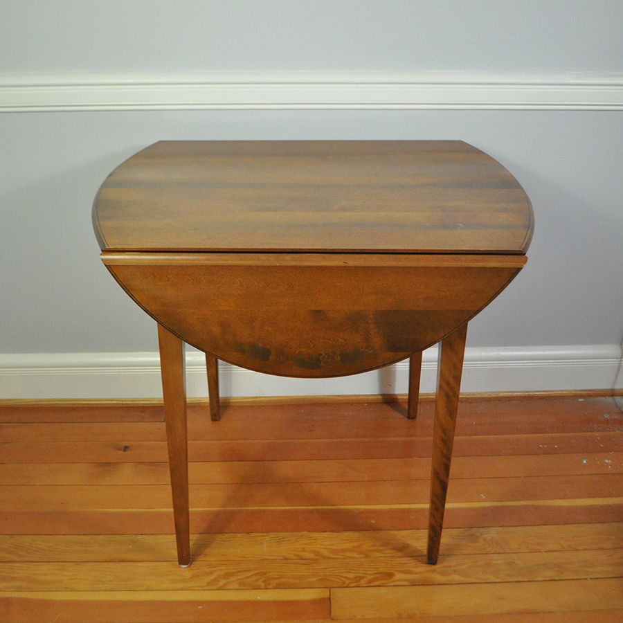 Round Walnut Dropleaf Table by Hitchcock
