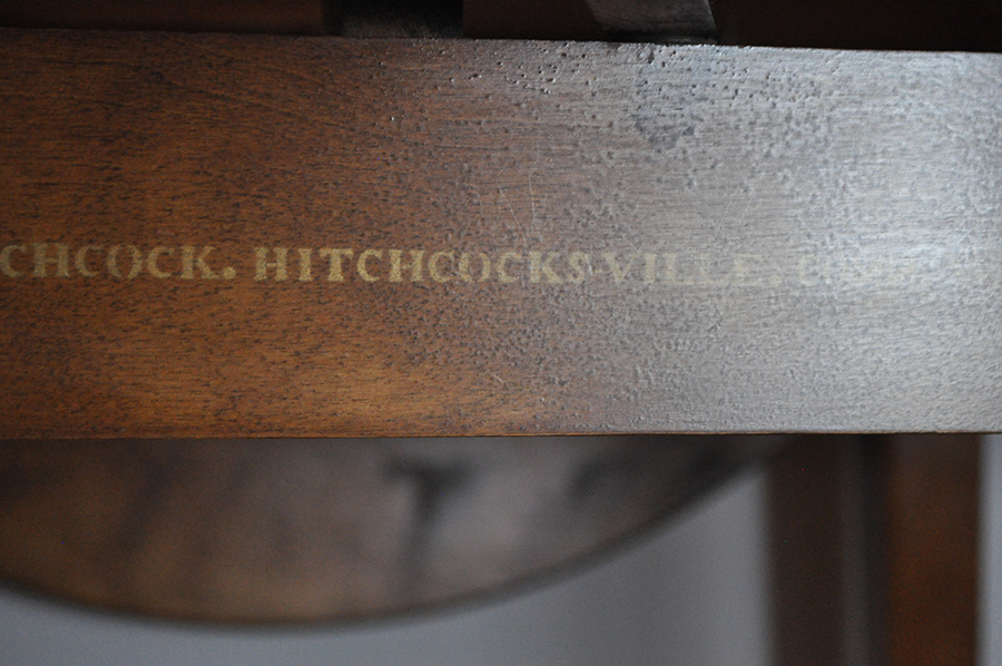 Round Walnut Dropleaf Table by Hitchcock