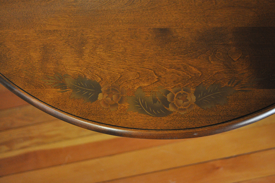 Round Walnut Dropleaf Table by Hitchcock