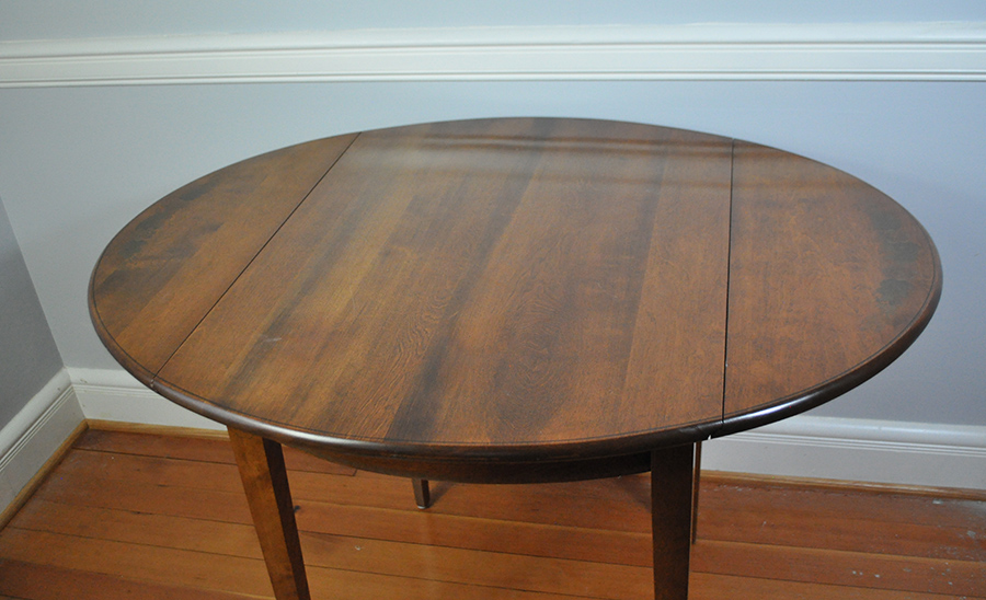 Round Walnut Dropleaf Table by Hitchcock