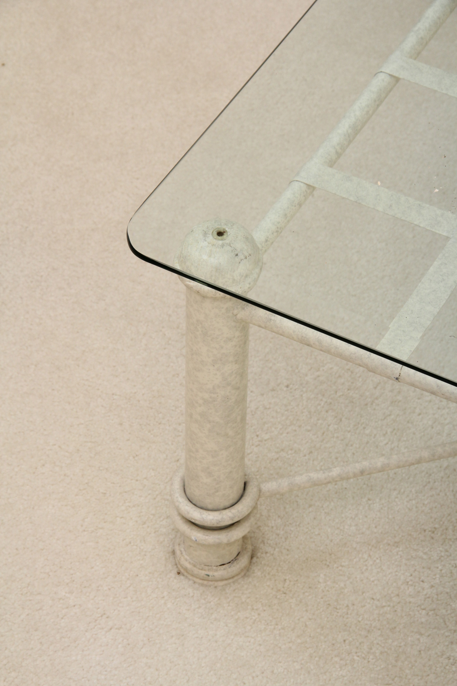 Contemporary Glass Top, Wrought Iron Coffee Table